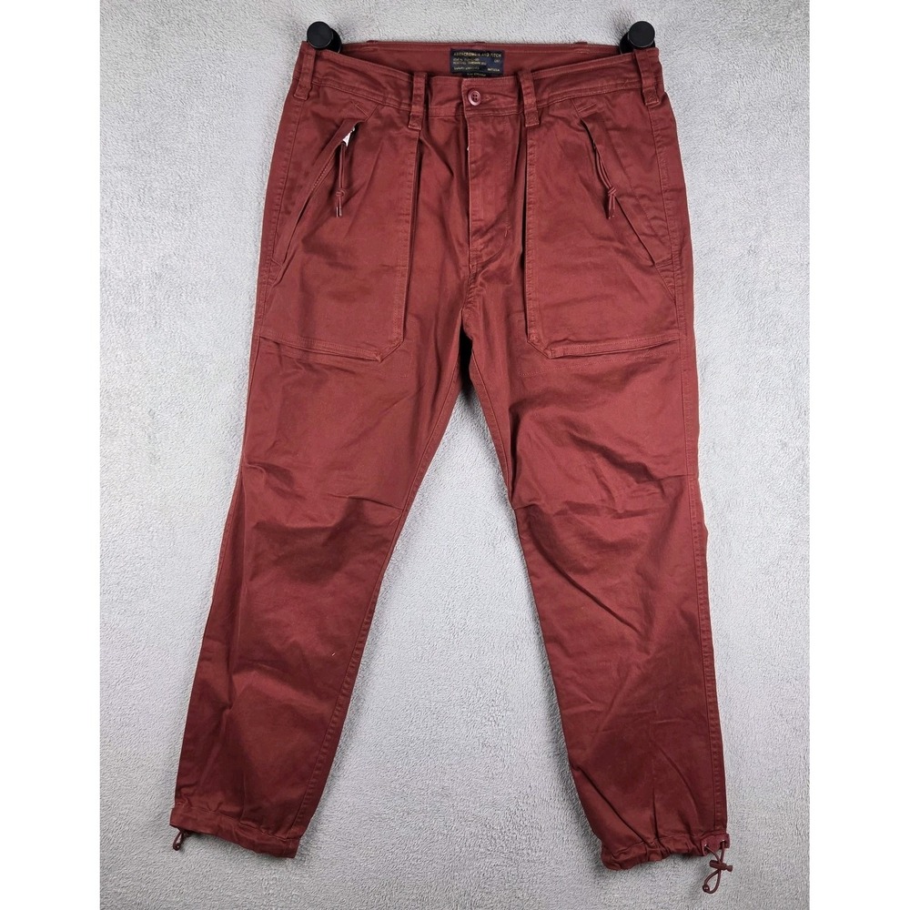Y2k Abercrombie Fitch Paratrooper Slim Straight Burgundy Pants Mens 32x30(33x27)